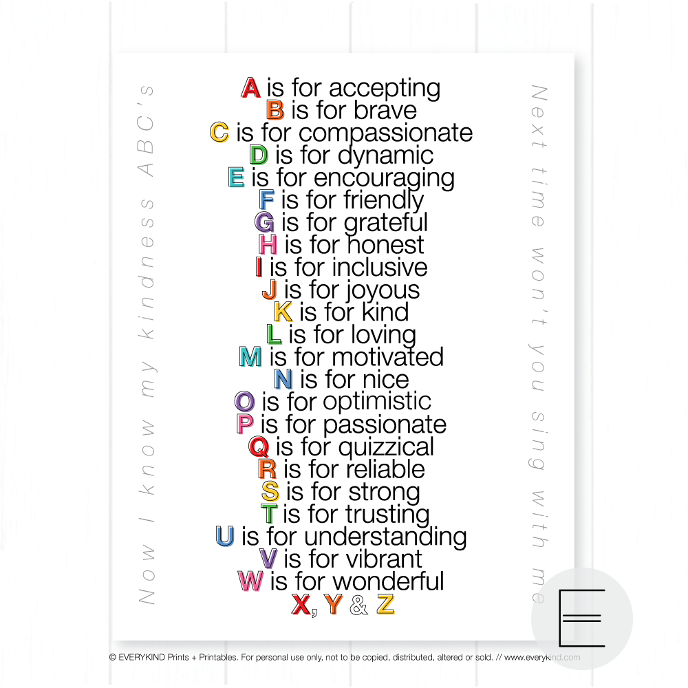 KINDNESS ABC'S PRINT BY EVERYKIND