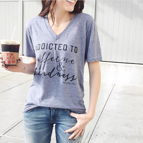Addicted to Caffeine and Kindness Adult Graphic Tee by EVERYKIND