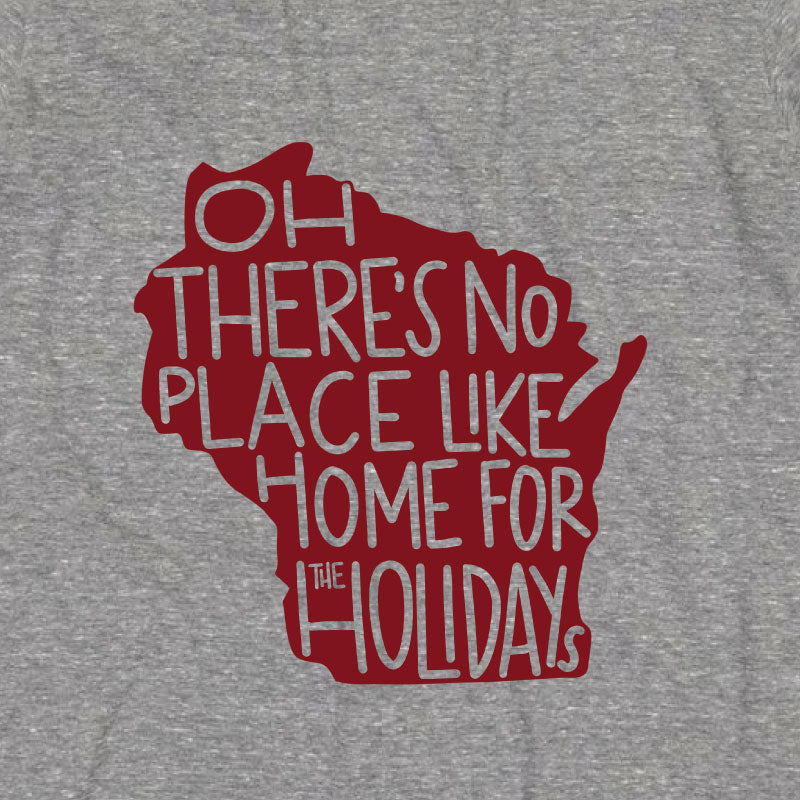 WISCONSIN THERE'S NO PLACE LIKE HOME FOR THE HOLIDAYS ADULT GRAPHIC T-SHIRT BY EVERYKIND