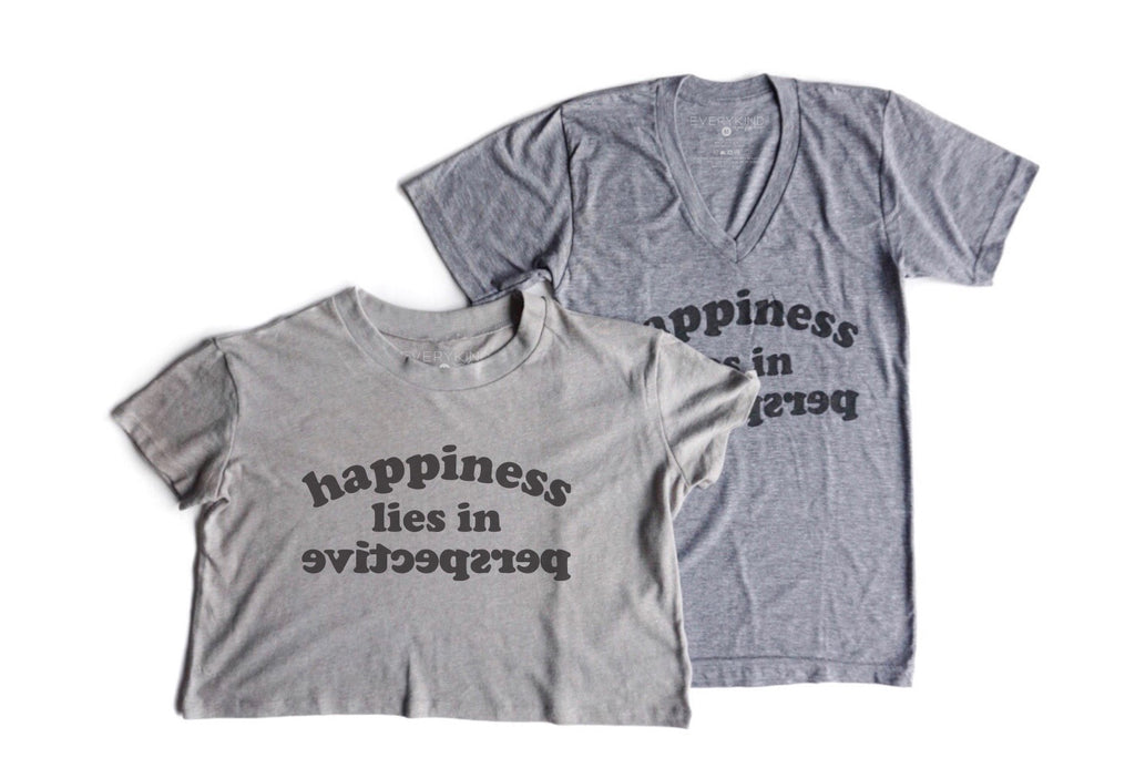 HAPPINESS LIES IN PERSPECTIVE ADULT GRAPHIC T-SHIRT